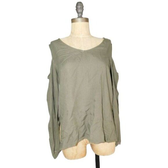 Cloth & Stone Size S Small Vneck Cold Shoulder Long Sleeve Blouse Top - Picture 1 of 3